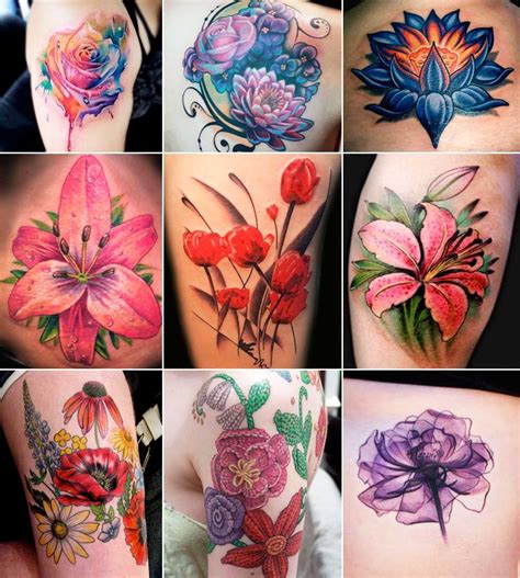 tatuaggi fiori piccoli colorati|98 bellissimi tatuaggi con fiori e significato